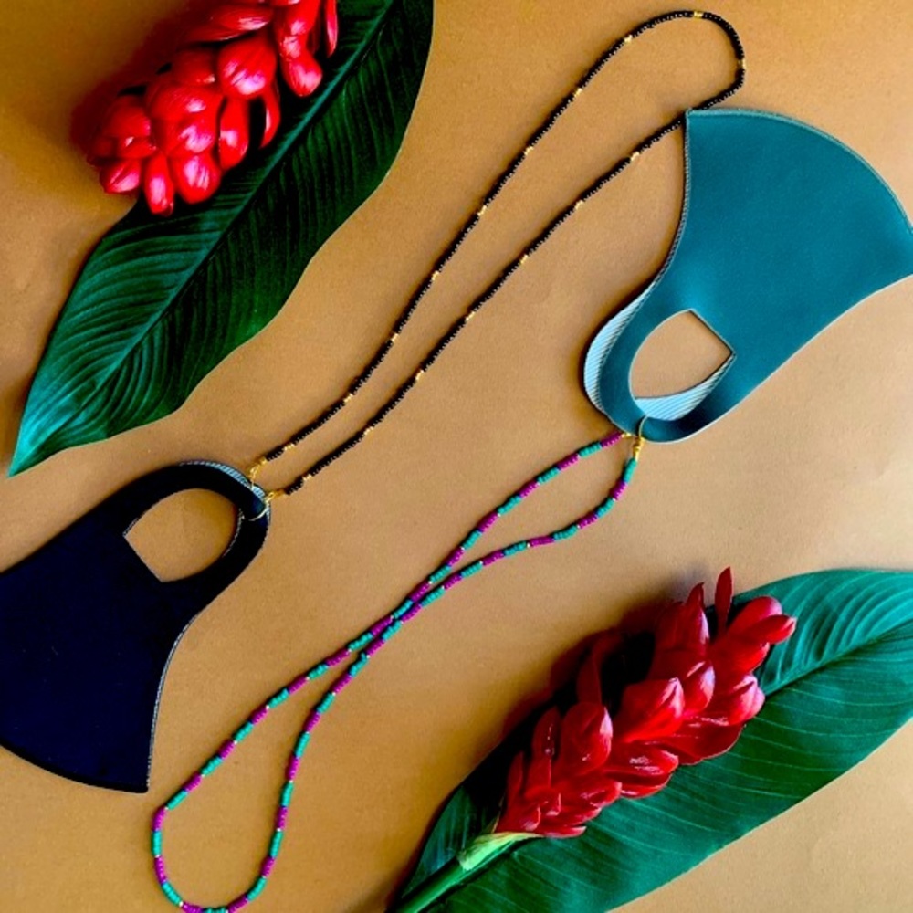 Black - beads mask holder ,Boho mask lanyard
